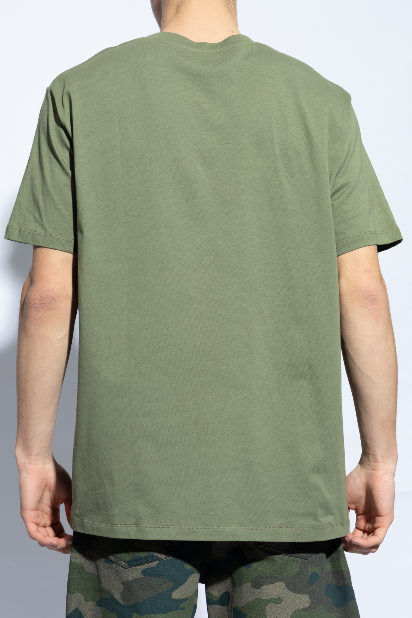 Tシャツ・カットソー BALMAIN Men Tops 91231 EH1EG010BB73 89415 GREEN T-shirt with Balmain Paris print - Men | BALMAIN